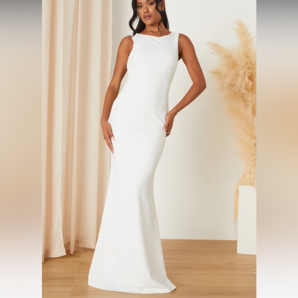 White Crepe Maxi Sheath Lulus Dress